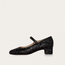Dora Low Heels, black glitter OUTLET